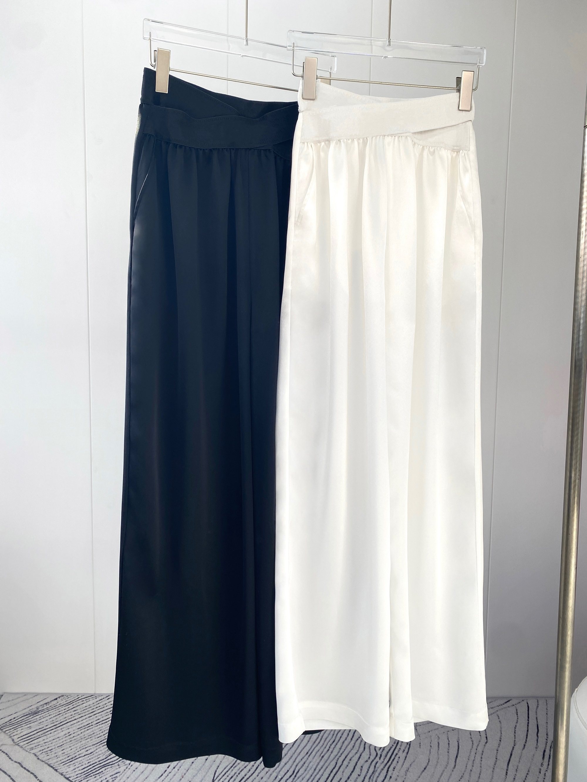 高腰阔腿裤醋酸巨显瘦