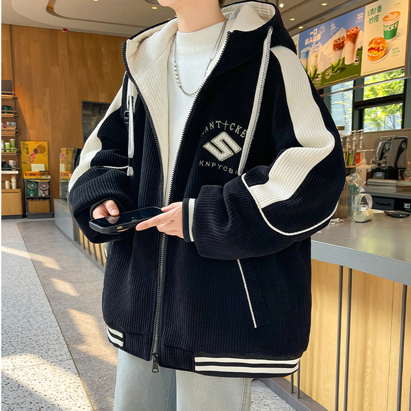 秋冬季加绒外套13男孩14初高中学生棒球服15岁青少年大童厚羽绒服