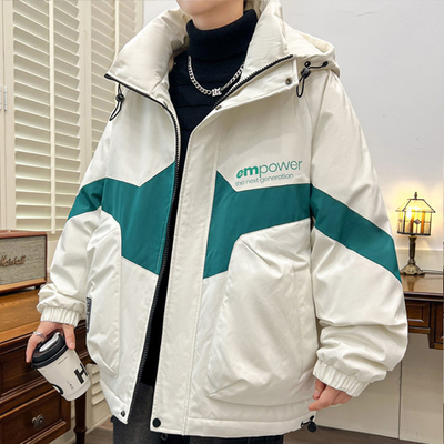 加绒外套男2025新款秋冬季潮流连帽帅气青少年初高中学生羽绒棉服