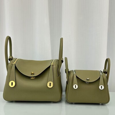 高定进口Tc皮蜡线半手缝真皮lindy包19/26琳迪包 单肩斜跨医生包