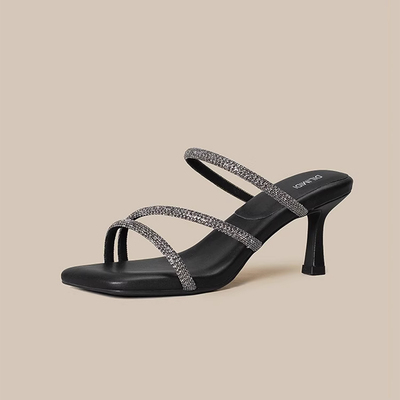 细跟水钻凉拖夏季高跟鞋新款