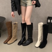 复古平底靴长筒靴女鞋 2025年秋冬新款 简约百搭骑士靴长靴春秋单靴