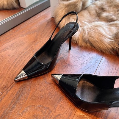 细跟金属尖头高跟鞋2025新款单鞋