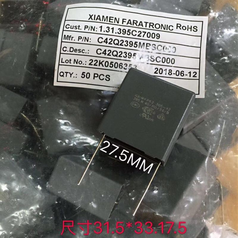 法拉安规电容MKP62 395M 305V P27.5MM 3.9uF 305V脚距27.5MM原装