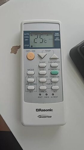 英文适合香港Rasonic乐信空调冷气机遥控器 ACXA21280  全新