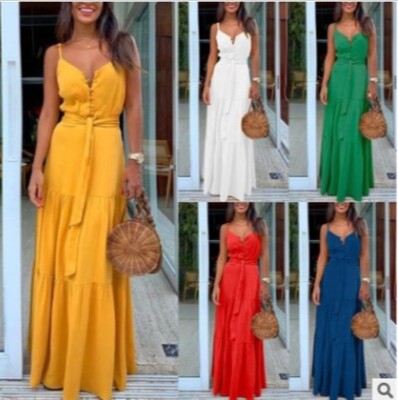 Women summer Fashion Long Dress Vintage maxi Dress Beach
