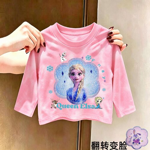 爱莎公主星黛露变色女童长袖t恤秋装秋季纯棉上衣儿童春秋打底衫