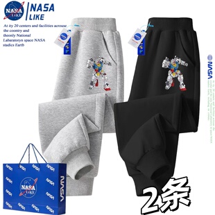 NASA机甲战士高达机器人男童卫裤春秋冬季儿童秋装加绒裤子运动裤