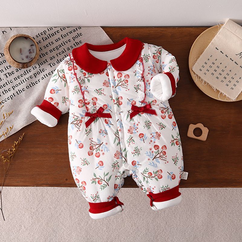 新生儿冬天加棉防寒保暖爬爬服婴儿秋冬哈衣纯棉休闲百搭外出