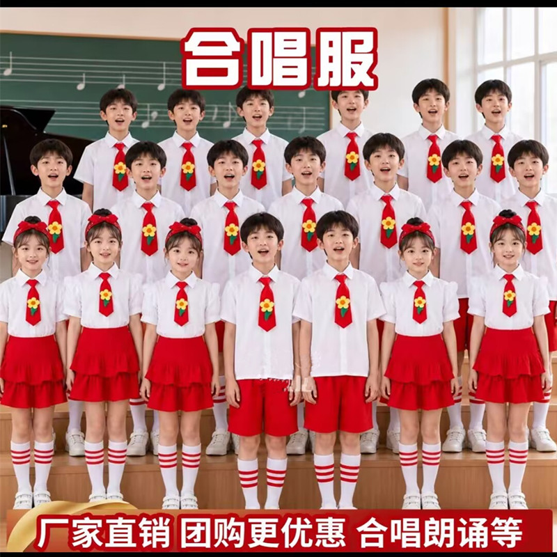 儿童合唱演出服中小学生运动会啦啦操红领巾朗诵表演男女童幼儿园
