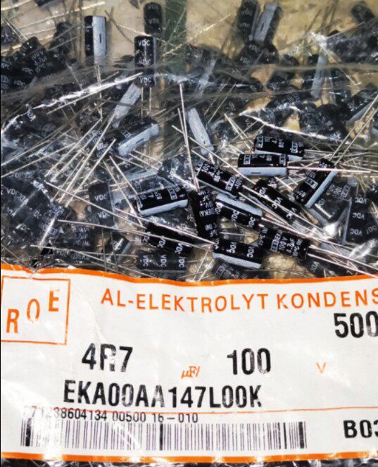 100只=27元 100V4.7UF ROE德国EKA补品电解电容器4.7UF/100V 5*11