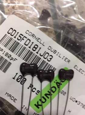 CD15FD181J03 5% 500V180PF 180PF 180P CDM 银云母电容器 P6