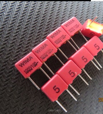 100只=85元 铜脚 红WIMA威马 FKP2 1000pF/100V（1000P 102薄膜