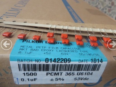 1500只=130元CBB 63V 104J PILKOR 电容器VISHYA 63V 100NF P5