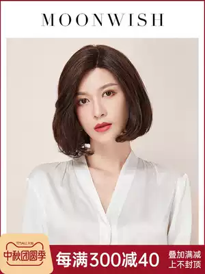 Dream Weishi wig female short hair partial pear flower temperament curly hair wave head real hair silk full head wig
