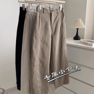 高腰遮胯显瘦150九分休闲阔腿裤 女秋季 直筒裤 日系145小个子窄版