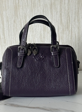 时尚潮女时尚圆桶包沙灰7933女包头层牛皮韩版休闲手提斜跨包