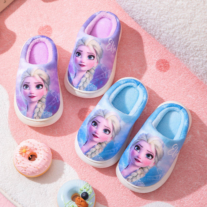 冰雪奇缘儿童棉拖鞋女童新款中大童居家室内防滑宝宝棉鞋包跟秋冬