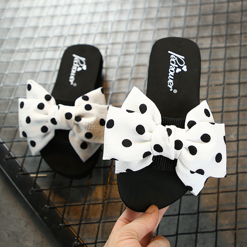 親子母女可愛小蝴蝶結一字拖鞋