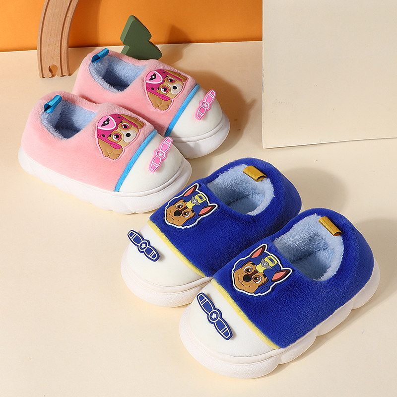 汪汪队儿童棉拖鞋秋冬季室内厚底防滑女孩男宝宝卡通包跟棉鞋保暖