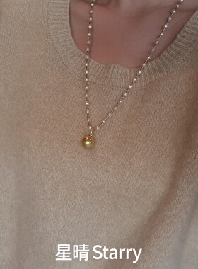 法式轻奢金珠珍珠气质锁骨链女