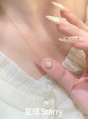简约金色包边单钻锁骨链女百搭