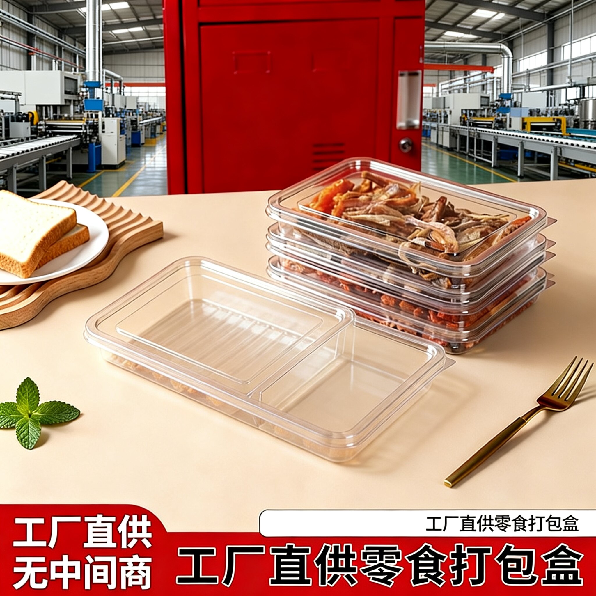 加厚一次性零食打包盒密封锁鲜便利店小零食收纳果干分装透明盒