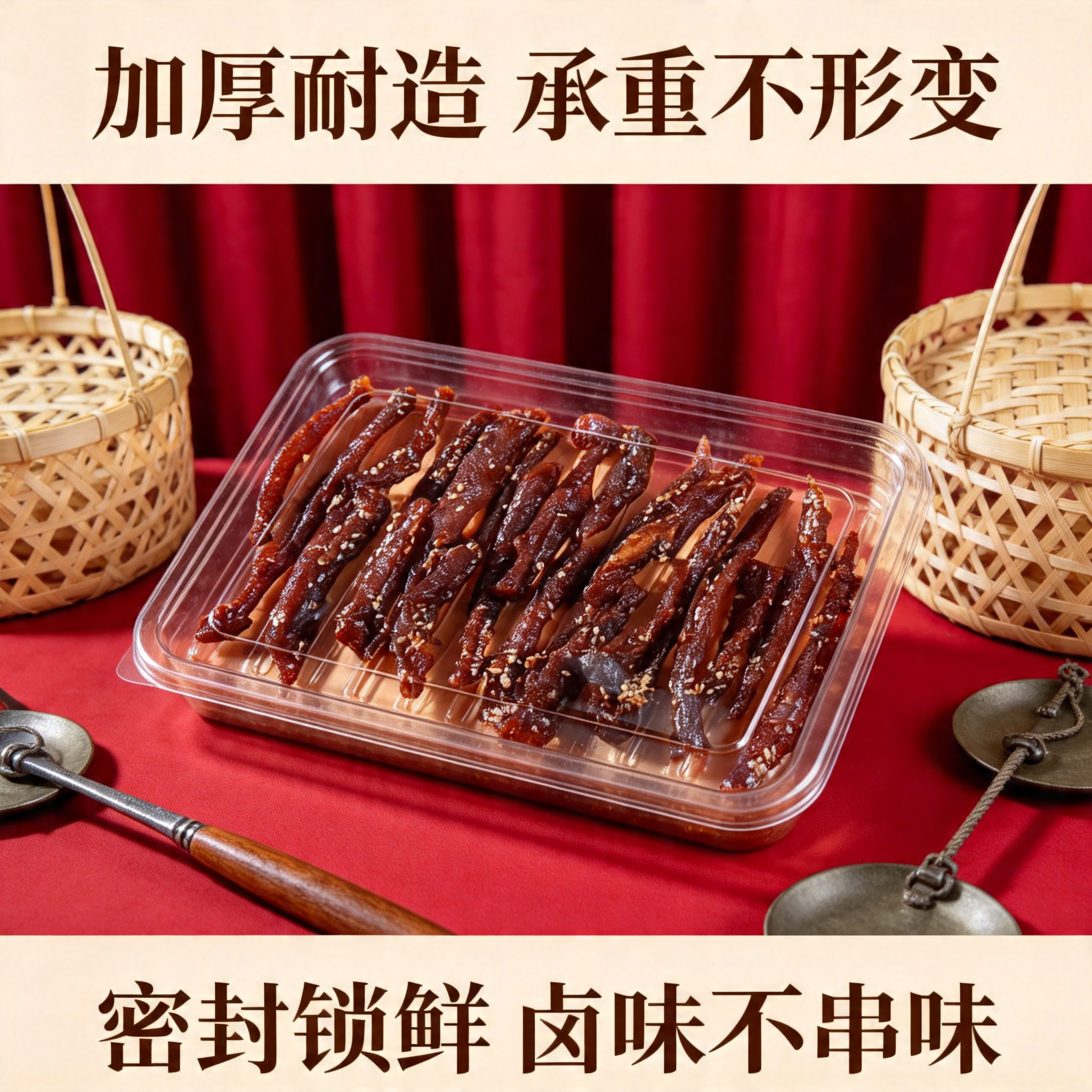 加厚一次性零食打包盒密封锁鲜便利店小零食收纳果干分装透明盒
