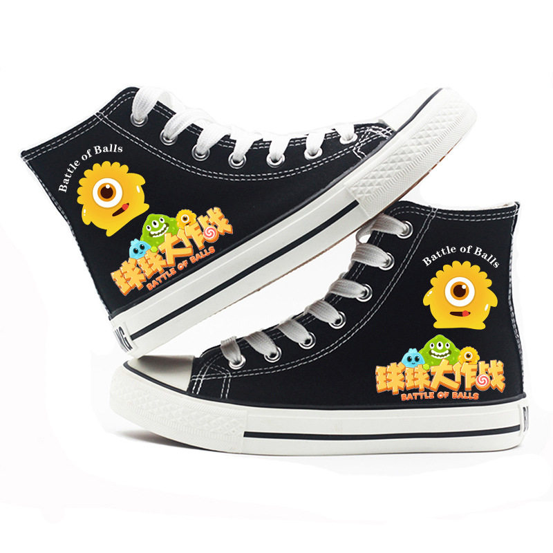 球球大作战鞋子动漫卡通鞋周边鞋帆布休闲鞋男女学生高帮鞋高腰鞋