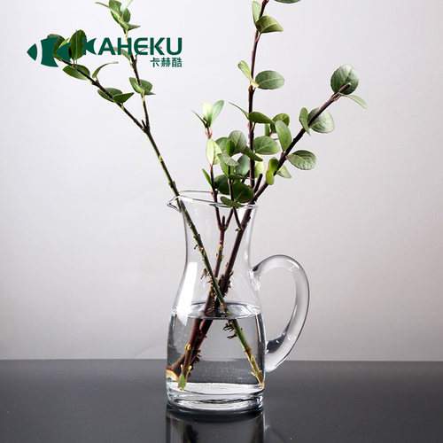 kaheku简约客厅透明把手玻璃花瓶