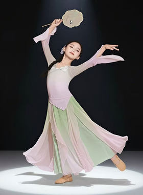 新款儿童古典舞服装中国舞绝美纱衣练功服演出服女少儿立春舞蹈服