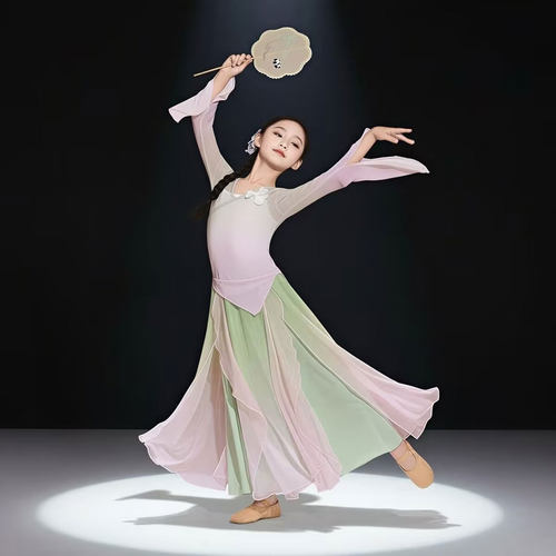 新款儿童古典舞服装中国舞绝美纱衣练功服演出服女少儿立春舞蹈服