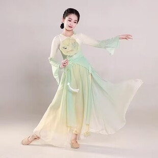 儿童古典舞演出服飘逸纱衣中国风舞蹈服装 女童练功服扇子舞表演服