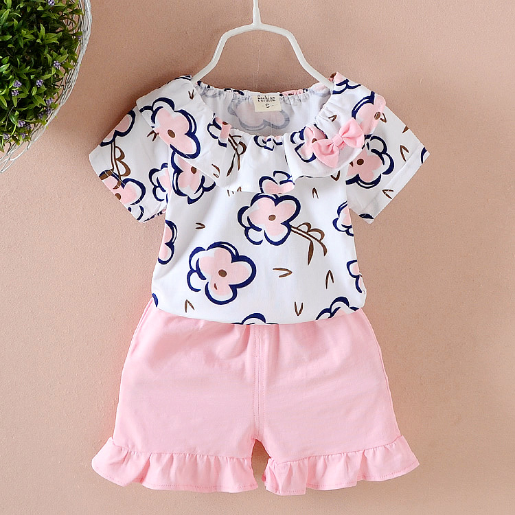 2018夏裝衣服0-1-2-3-4歲女寶寶兩件套女童套裝短袖短褲嬰兒童裝