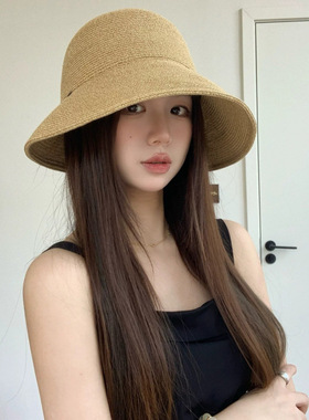 赫本风法式草帽女士高级感草编遮