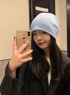 韩版百搭时尚宽松毛线帽女秋冬保