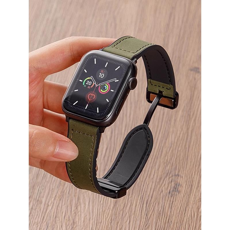 适用荣耀亲选Rossini 2iHaylou Watch手表疯马皮贴硅胶磁吸扣表带