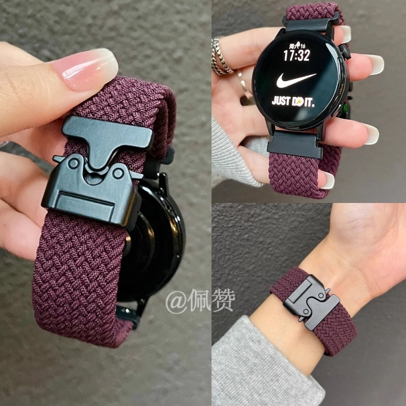 适用IQOO WATCH GT手表表带尼龙vivo watchgt降落伞扣编织酒红色