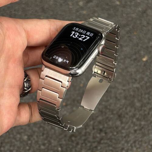 适用iwatch12工字金属表带304不锈钢S119ultra3链Applewatch876se