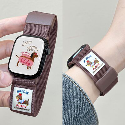 腊肠狗适用苹果iwatchS11手表表带s10磁吸9876SE2/3平纹编织尼龙