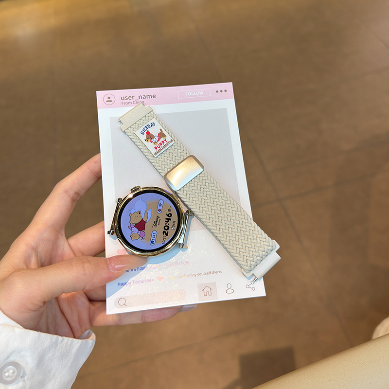 适用三星watch4/5/6/7磁吸Active2编织运动腕带GearS3/S4可爱小狗