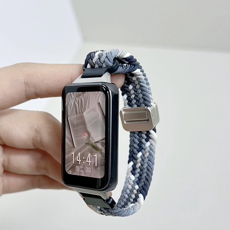 适用华为手环10/9/8/7表带回环编织磁吸手环6腕带弹力NFC细款表带