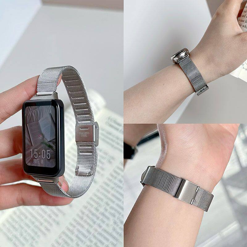 适用荣耀手环10/9表带7/6金属卡扣华为10/9/8替换NFC款7/6nfc腕带