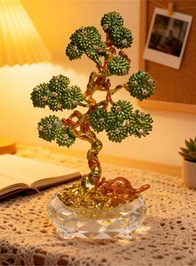 纯铜彩绘鎏金发财树招财树家居装饰品客厅收银台桌摇钱树开业摆件