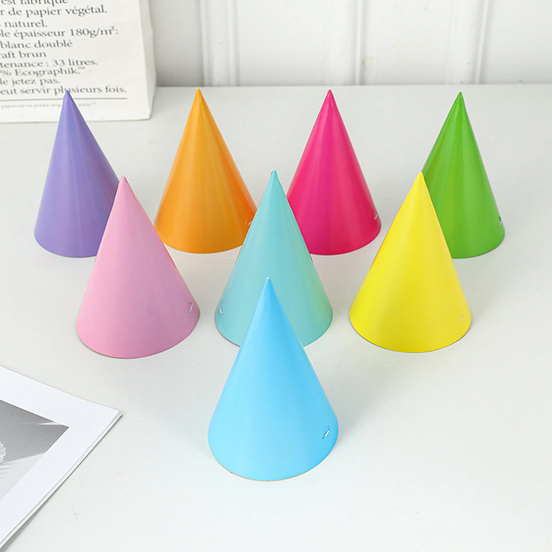 彩色生日帽幼儿园纯粉紫色儿童手工生日帽diy材料自制女男孩纸帽