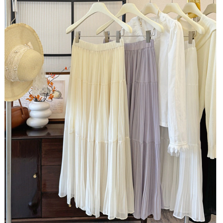 雨雾紫藤压褶半身裙春夏宽松大裙摆a字长裙气质显瘦雪纺蛋糕裙子,女装/女士精品,半身裙,淘宝优惠券,粉丝福利购,淘宝优惠卷