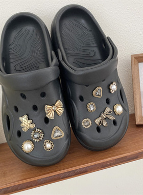 暗黑巴洛克合金洞洞鞋鞋花crocs