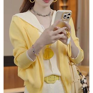 时髦撞色假两件毛衣连帽针织衫女冬季洋气休闲长袖设计感上衣外套