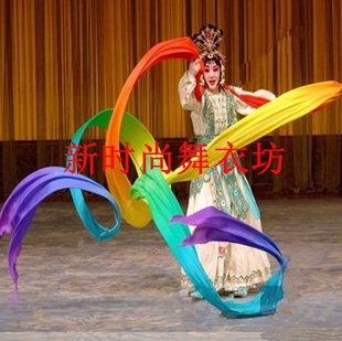 包邮舞蹈彩绸广场舞长绸七彩李玉刚飞天舞真丝彩绸仿真丝飞舞绸子
