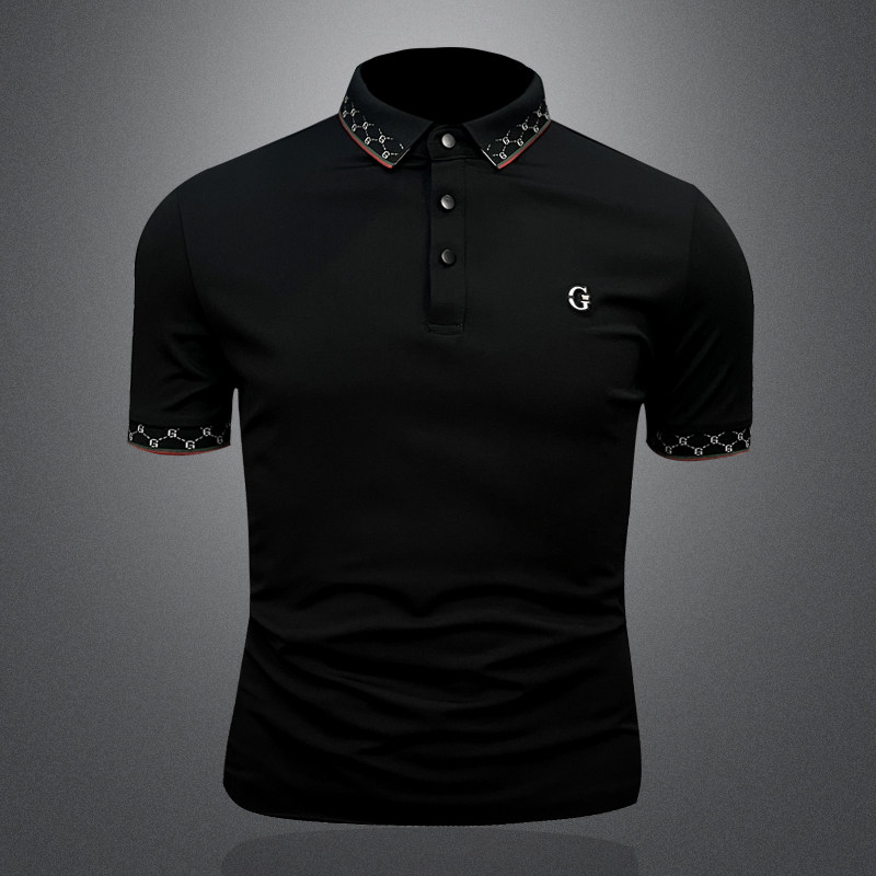 2026新款夏季男士POLO翻领T恤6233P48黑3D图，男装T恤，电商A315